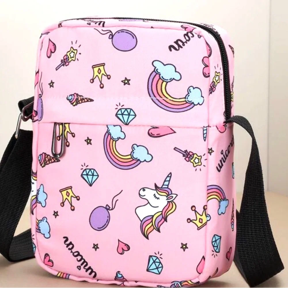 Girls mini cartoon unicorn printed bag . New